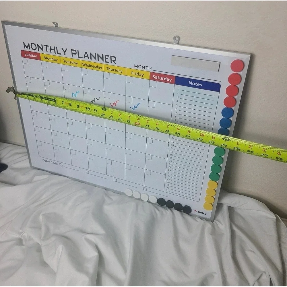 Lorell Magnetic Dry Erase Monthly Planner Board 24x18 with Expo Markers Eraser